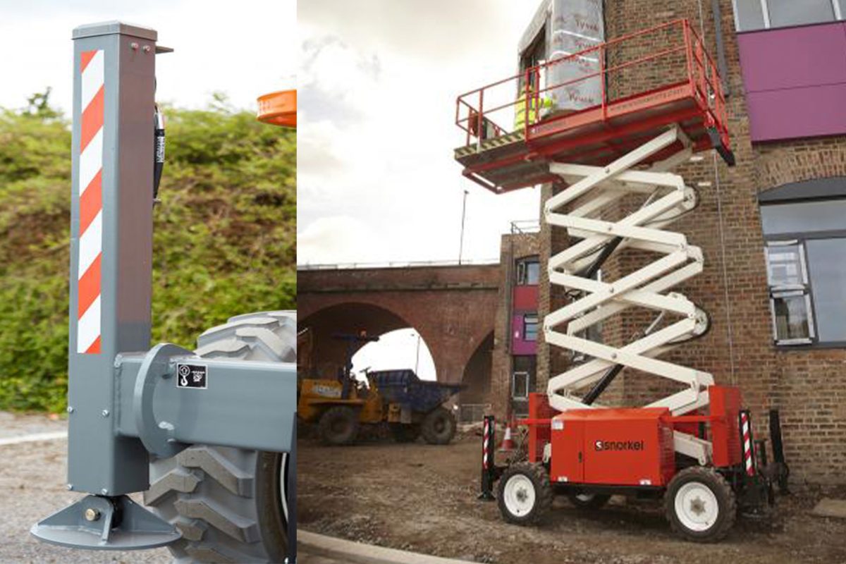 Snorkel S3370RT Diesel Scissor Lift on construction site